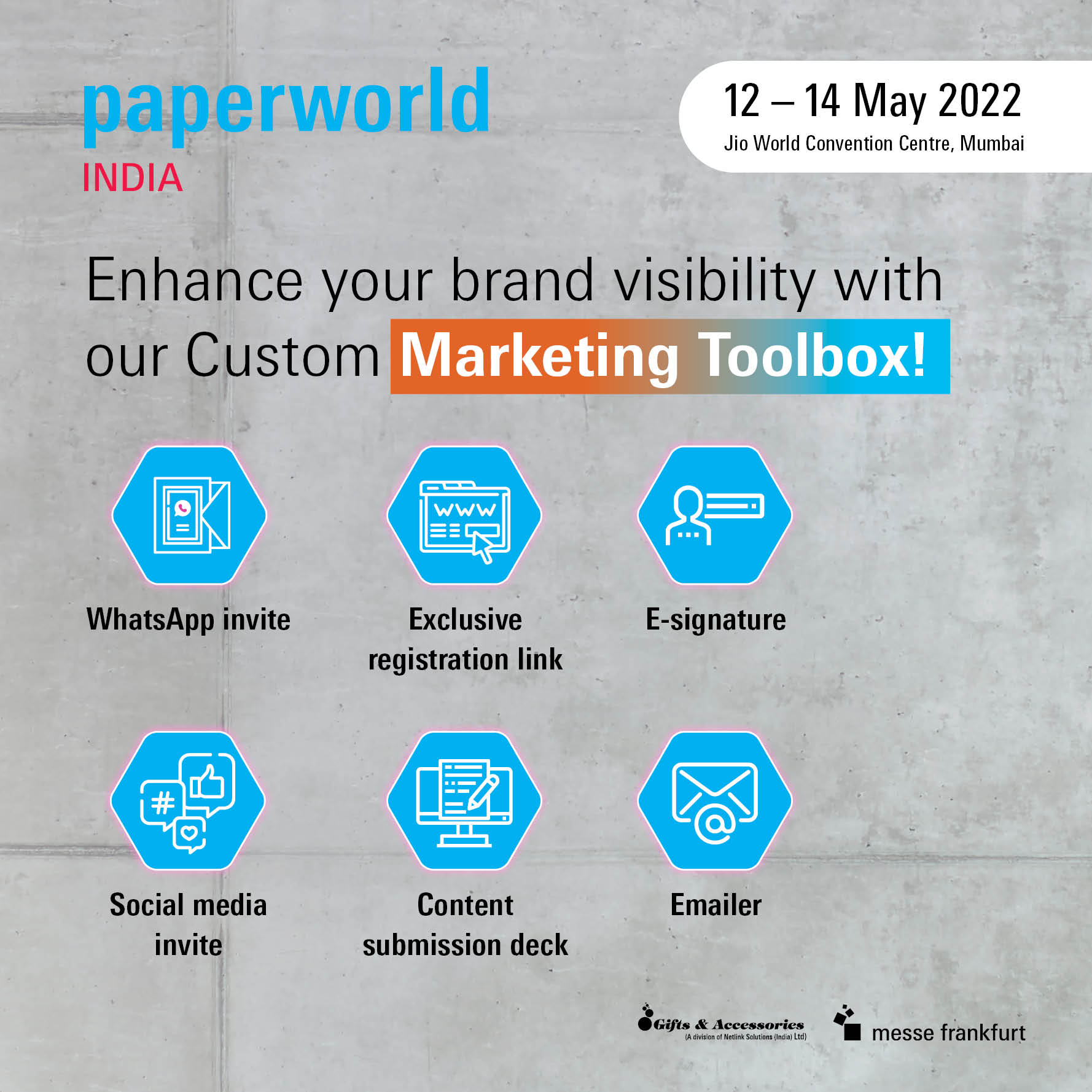 Follow these steps to use the exhibitor marketing toolbox